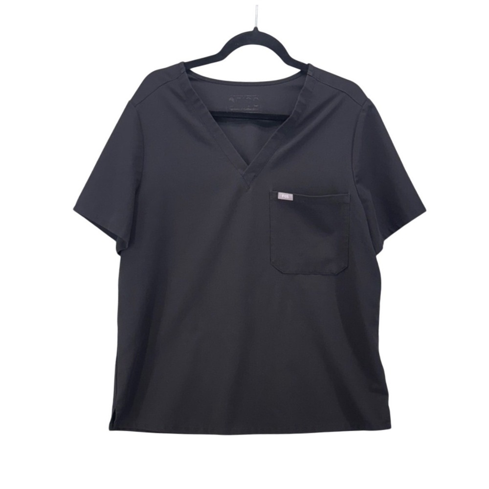 Figs Technical Collection Black V-Neck Scrub Top FW1000 Womens Size XL